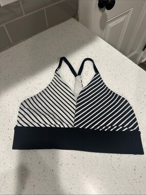 DYI Black & White Striped Racerback Sports Bralette